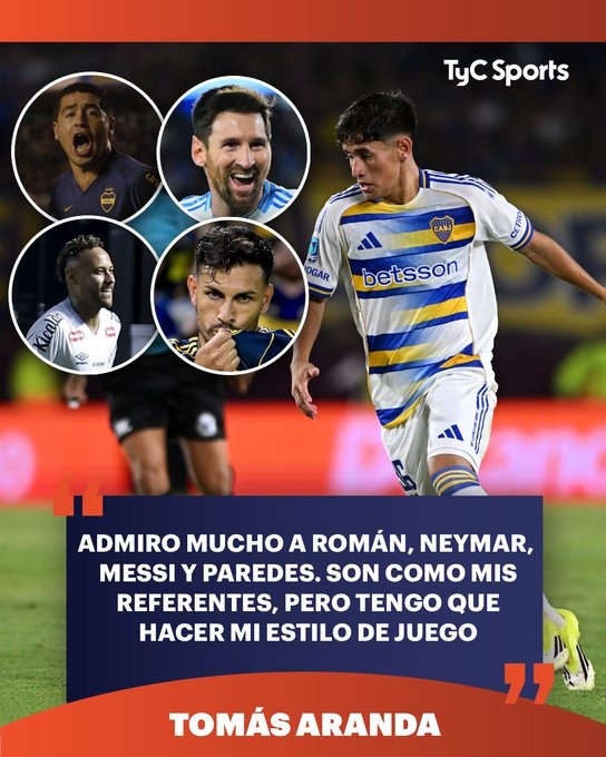 博卡小将谈榜样：我非常崇拜里克尔梅、内马尔、梅西和帕雷德斯